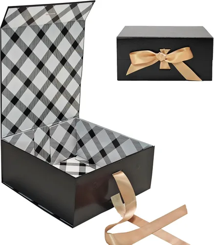 Miniatura 9 de Tekhoho Caja de regalo grande negra de 13.2 x 10.6 x 5 pulgadas, caja de regalo de alta calidad con tapa magnética y cinta para vacaciones, boda