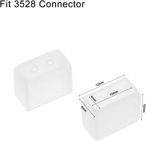 Miniatura 3 de uxcell 50 unids silicona enchufe fit 3528 0.315 in ancho LED tubo tira luz extremo tapa cubierta W 2 agujeros blanco