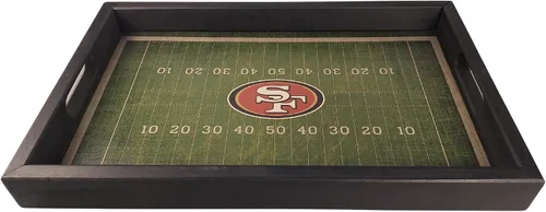 Bandeja decorativa del campo de fútbol NFL de San Francisco 49ers de Fan Creations - Servidor con asas con logotipo del equipo para comida y bebida