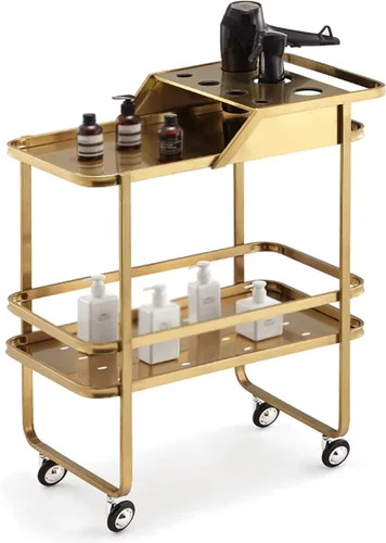 Miniatura 7 de Bandeja de spa de salón de belleza, carrito rodante, equipo de spa para el cabello con ruedas, almacenamiento de tatuajes de peluquería, color negro
