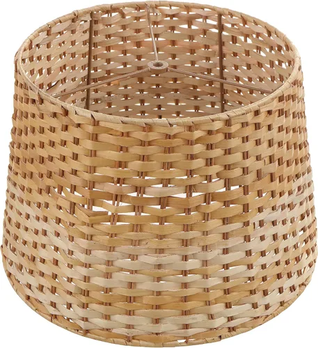 Aspen Creative 32991, Pantalla de Lámpara Empire Spider Tejida a Mano, Hoja de Plátano Natural, 13" Superior x 16" Inferior x 11" Altura Inclinada