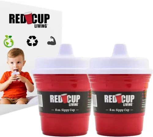 Red Cup Living Vaso entrenador para bebé, 8 onzas, sin BPA, a prueba de derrames, no tóxico, apto para lavavajillas, tapa a prueba de fugas, fácil