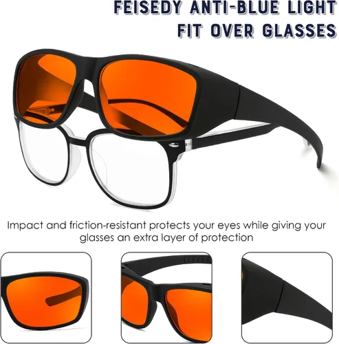 Miniatura 7 de FEISEDY Fitover B1228 - Lentes de luz azul para juegos de computadora para dormir mejor, antirreflejos