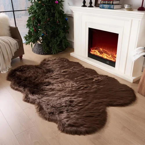 Miniatura 46 de Alfombra de piel sintética de 2 x 6 pies, color beige, lavable a máquina, súper suave, esponjosa, alfombra de piel de oveja mullida para dormitorio