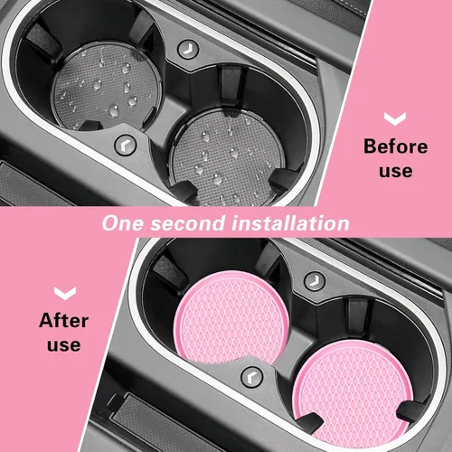 Miniatura 3 de ijuicy 4 posavasos para automóvil, posavasos antideslizantes de 2.75 pulgadas, posavasos de silicona para automóvil, tapetes impermeables