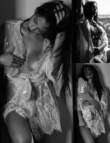 Miniatura 5 de Avidlove - Kimono de encaje para mujer, tipo babydoll, camisón de malla de lencería de talla S-5XL