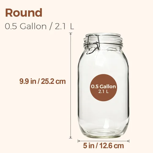 Miniatura 2 de ComSaf Recipientes de vidrio de 71 onzas con tapas herméticas de abrazadera (juego de 3), tarros grandes de fermentación y despensa de 2.1 L