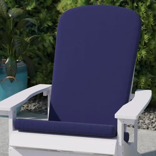 BizChair Juego de 2 cojines para sillas Adirondack, cojines de tela azul, acolchados de 2 pulgadas de grosor, para interiores y exteriores, cojines