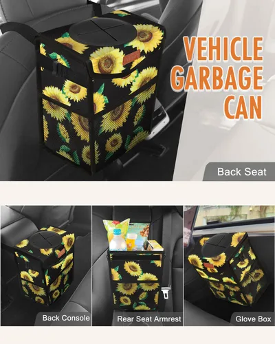 Miniatura 6 de Pritent Papelera para Coche con Tapa, Linda Bolsa de Basura para Coche a Prueba de Fugas, Bolsa de Basura Colgante para Vehículo, Bote de Basura