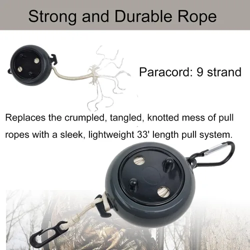 Miniatura 4 de Soporte retráctil para árbol de arco, accesorios de caza y equipo de caza de ciervos, cuerda de 33 pies resistente (1, negro)