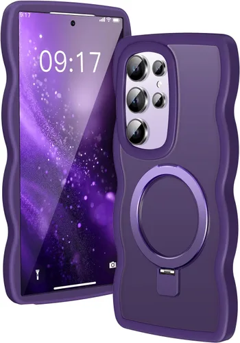 Miniatura 33 de [Soporte magnético y marco ondulado] Funda para Samsung Galaxy S24 Ultra [compatible con MagSafe] [protección militar contra caídas] no amarillenta
