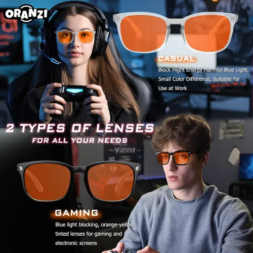 Miniatura 3 de Lentes con bloqueo de luz azul 98.6% para computadora y juegos, anti rayos azules dañinos para un mejor sueño, lentes ámbar antifatiga y fatiga