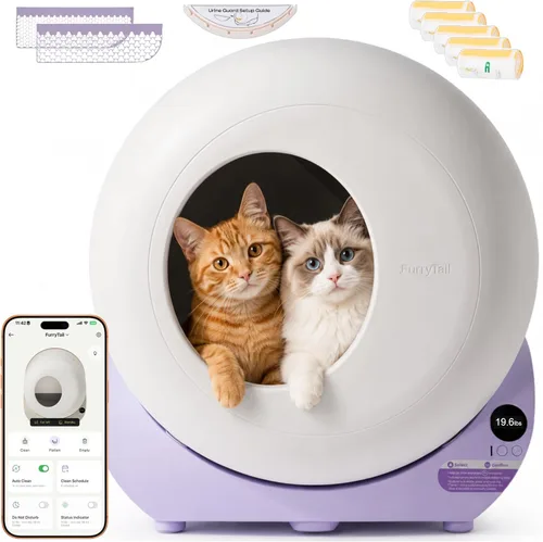Miniatura 11 de Furrytail Caja de arena automática autolimpiante con 120 bolsas de basura, control avanzado de olores y fugas, gran capacidad para hogares de varios