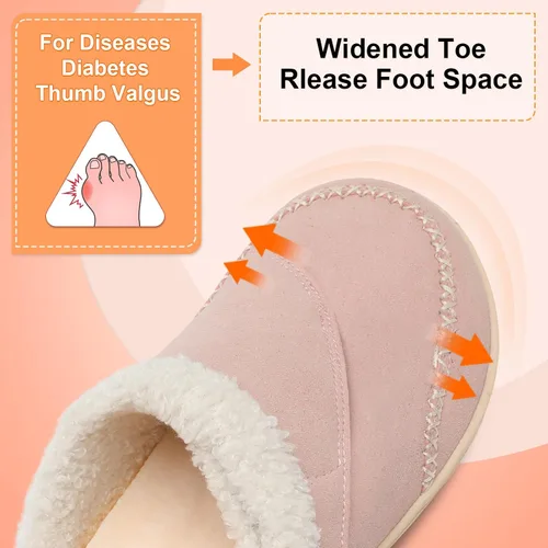 Miniatura 7 de LeIsfIt Pantuflas anchas para mujer, ajustables, para diabéticos, cálidas, acogedoras, antideslizantes, de espuma viscoelástica, para invierno