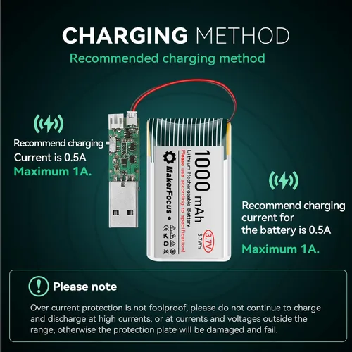 Miniatura 5 de Batería recargable de polímero de litio de 3.7 V 1000 mAh con placa de protección, cinta de goma aislada y enchufe JST 1.25 para placa de desarrollo