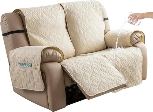 Genina - Funda impermeable para sillón reclinable de dos plazas, funda antideslizante para sofá, funda para sofá reclinable de 2 plazas, funda