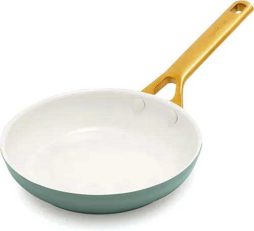 GreenPan Sartén antiadherente Reserve Pro de 8 pulgadas, cerámica certificada NSF, sartén anodizada dura sin PFAS, asas de acero inoxidable, apto