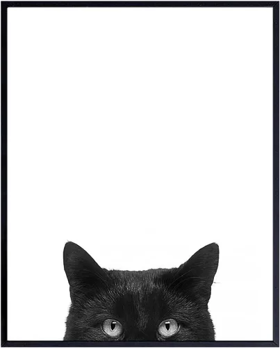 Foto artística de pared de gato negro, impresión única de 8 x 10 pulgadas, moderna, contemporánea, 8 x 10 pulgadas, regalo para animales, mascotas,