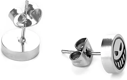 Miniatura 3 de Pendientes de tuerca de anime Happy Unhappy, accesorio de cosplay, Acero inoxidable