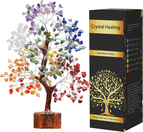 Árbol de 7 Chakras, Cristales y Piedras Curativas, Árbol de la Vida de Chakra Árbol de Cristal para Energía Positiva, Regalos de Cumpleaños para