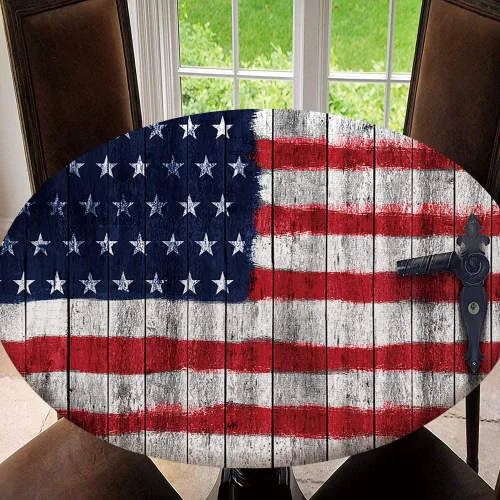 Miniatura 6 de Mantel redondo ajustable con protector elástico de bandera estadounidense del 4 de julio, mantel impermeable a prueba de aceite, mantel de 40 Tipo 30