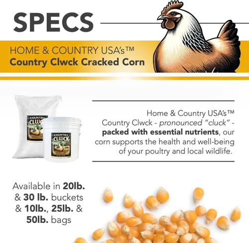Miniatura 2 de Home and Country USA Country Clwck - Maíz agrietado para pollos, ciervos, pájaros y muchos más vida silvestre. (50 libras)