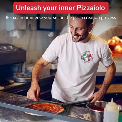 Miniatura 7 de Senwosa Pela de pizza antiadherente de 12 pulgadas, excelente deslizamiento y fácil limpieza, base de metal perforada con revestimiento cerámico