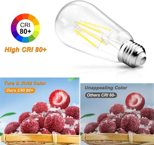 Miniatura 7 de Ascher Bombillas LED Edison vintage, 6 W, equivalente a 60 W, no regulable, luz diurna 5000 K, 700 lúmenes, bombillas de filamento LED antiguas ST58