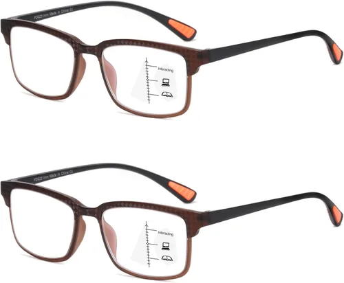 Miniatura 7 de CARA - Paquete de 2 lentes de lectura progresivos multienfoque, marco TR90, flexible, ligero, con bloqueo de luz azul, para lectores de computadora