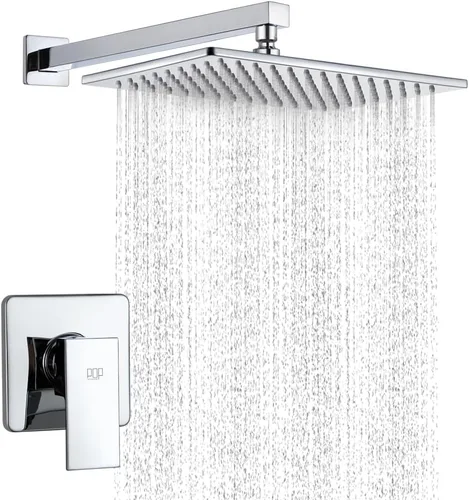 Miniatura 14 de Conjunto de llave de regadera color negro mate, sistema de regadera de lluvia para baño con cabezal de regadera de metal de acero inoxidable, kit