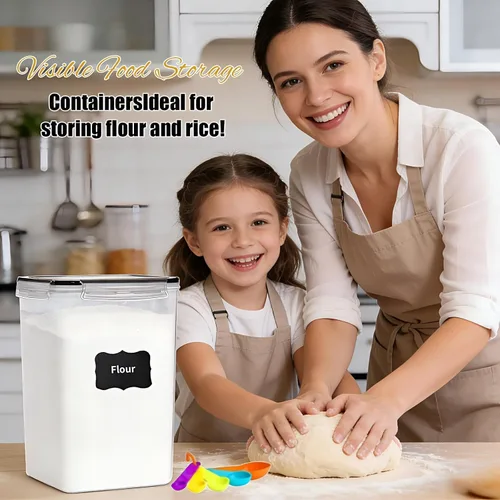 Miniatura 7 de 2 recipientes grandes de almacenamiento de alimentos de 6.5 litros/220 onzas, recipientes herméticos de plástico sin BPA para harina, azúcar
