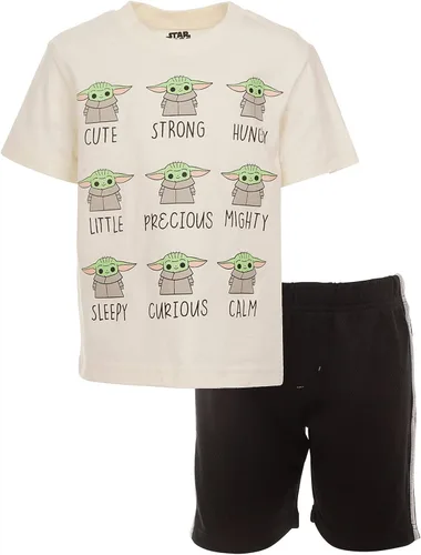 STAR WARS The Mandalorian The Child - Conjunto de camiseta atlética y pantalones cortos de malla para bebés a niños grandes
