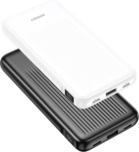 Miniatura 12 de Paquete de 2 cargadores portátiles, 10,000 mAh, 22,5 W, USB C, carga rápida, con 2 salidas y 2 entradas, pantalla digital, compatible con tabletas