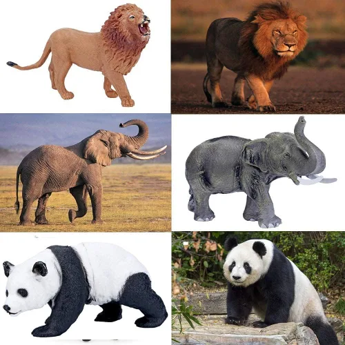 Miniatura 4 de BOLZRA Figuras de animales de safari con tapete de juego de actividades y caja de almacenamiento, juego gigante de plástico realista con león
