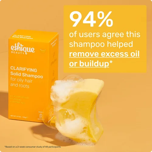Miniatura 3 de Ethique Beauty Clarifying - Juego de champú y acondicionador para cabello graso y acumulación con aceite de ricino, sin plástico, vegano, sin