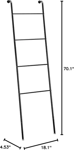 Miniatura 5 de SunnyPoint Escalera inclinada clásica para el hogar, baño, dormitorio, armario (BLK)