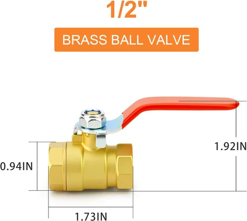 Miniatura 2 de GASHER Mini válvula de bola de latón de 1/2 pulgada, válvula de cierre, accesorio de tubería de rosca FNPT de 1/2 pulgada