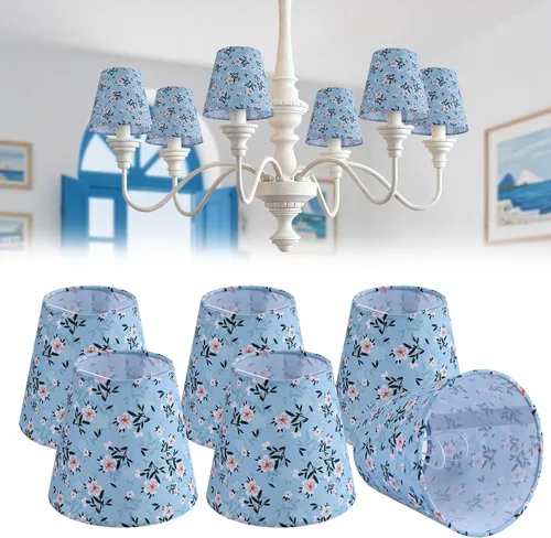 Miniatura 11 de YISUN Juego de 6 Pantallas para Lámpara, Pantallas para Lámpara de Araña 5.9" x 5.5" x 4.3", Pantalla con Clip, Lino Hecho a Mano para Dormitorio