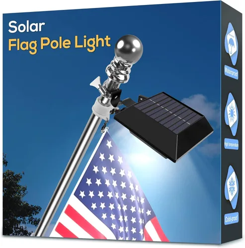 Luz Solar para Asta de Bandera, Luz Blanca Brillante 6000K para Asta de Bandera Actualización Solar para Asta de Bandera de 5 pies 6 pies, Luces