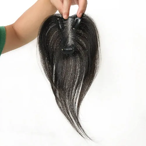 Miniatura 3 de Toppers de cabello humano real de 2.8x3.9 in para mujer, clips finos en encaje suizo para cubrir cabello calvo o blanco, 10 pulgadas