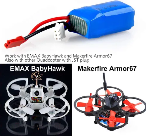 Miniatura 5 de Crazepony Batería LiPo de 400mAh 2S 7.4V 30C con enchufe JST para Micro FPV Racing Drone Quadcopter