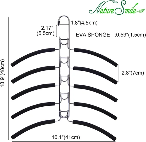 Miniatura 4 de Nature Smile Perchas de ropa para suéter sin hombros, múltiples capas, ahorro de espacio, para camisetas y blusas, (paquete de 2 unidades)