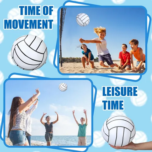 Miniatura 6 de Poen 12 pelotas inflables de voleibol de 8 pulgadas para piscina acuática, voleibol con bomba de inflado, pelotas de playa inflables para adultos