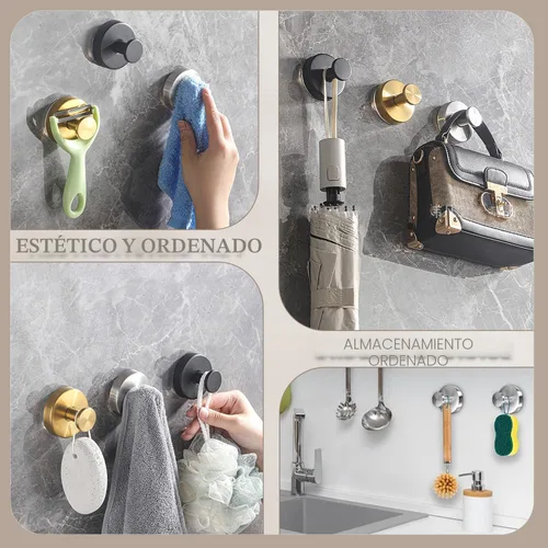Miniatura 7 de 2026 Ganchos con ventosa de acero inoxidable mejorados sin necesidad de taladro para ducha, espejo, pared, baño, vidrio, para colgar toallas