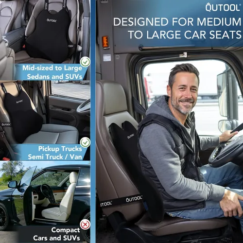 Miniatura 4 de QUTOOL Almohada de Soporte Lumbar para Automóvil, Accesorios de Camión Elementos Esenciales de Viaje, Cojín de Espuma con Memoria para Asiento