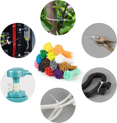 Miniatura 6 de XINGO 1400 bridas de colores de 4 pulgadas, bridas multicolores, paquete mixto de 14 bridas de plástico surtido para hogar, oficina, jardín, garaje