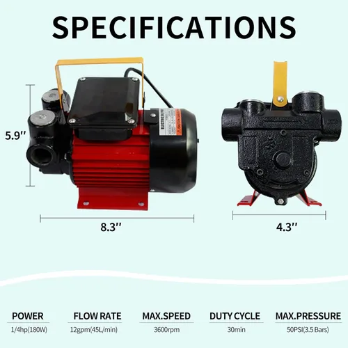 Miniatura 2 de Bomba de transferencia de combustible AC 110V 550W Potencia 16 GPM Caudal Autocebante Bomba de combustible eléctrica adecuada para transferencia