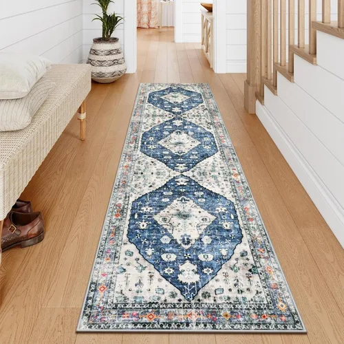 Miniatura 92 de Lahome Alfombra tribal bohemia de 2 x 3 pies, alfombra verde pequeña para entrada, suave, antideslizante, lavable, alfombra de baño bohemia de pelo
