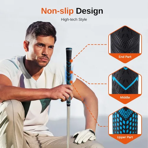 Miniatura 2 de Rubber Golf Grips 13 Pack, High Traction, Non-Slip, Advanced Texture, Choose from 13 Grips or 13 Grips with Regripping Kit, Standard/Mid/Jumbo