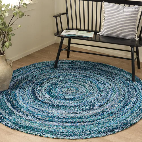 Miniatura 28 de SAFAVIEH Braided Collection - Alfombra de pasillo, 2 pies 3 pulgadas x 8 pies, color negro y azul, hecho a mano, reversible, ideal para dormitorio